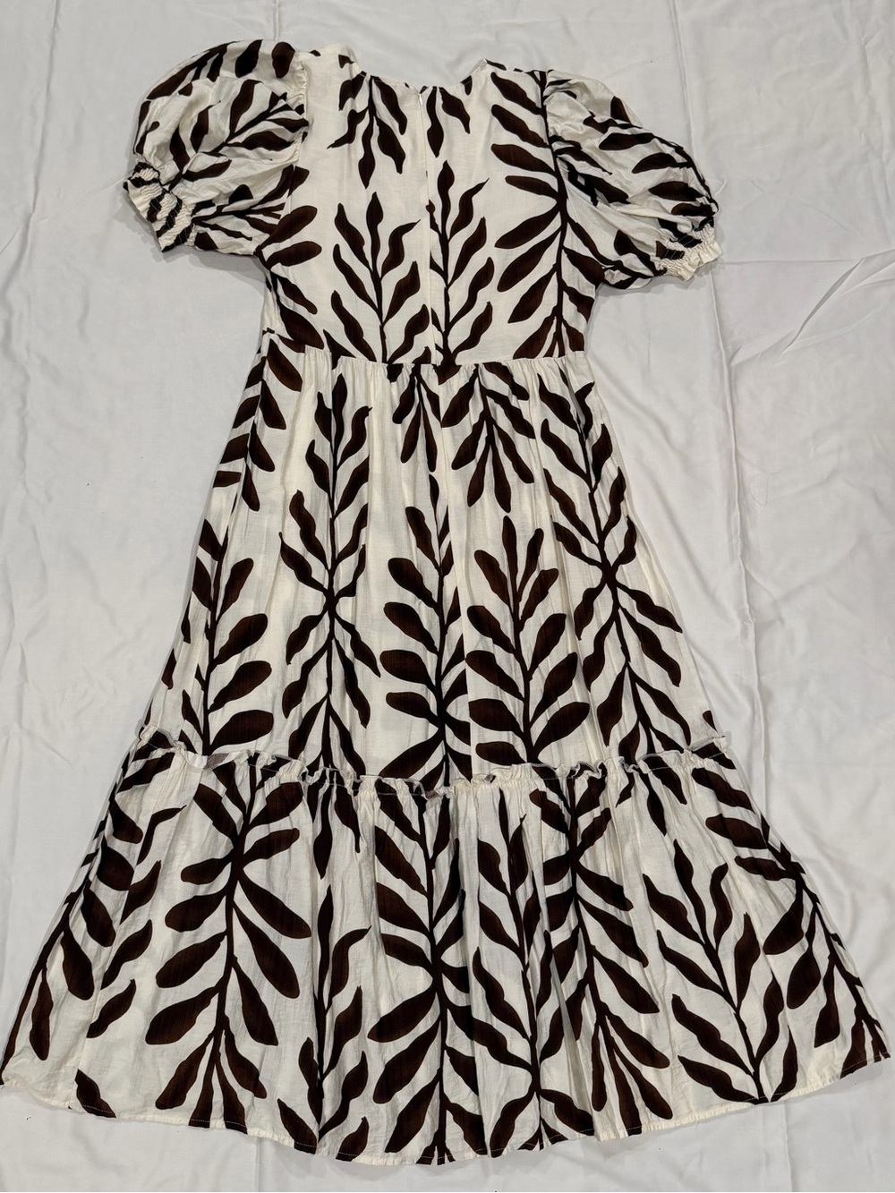Petal & Pup Cream Maxi Dress with Brown Leaf Print - Picture 3 of 5